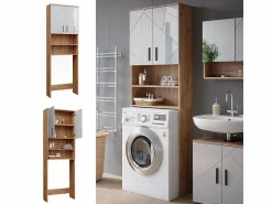 Outlet Vicco Mueble para lavadora blanco brillo intenso/roble dorado 64x26x190.5 irma Color natural oscuro