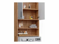 Outlet Vicco Mueble para lavadora blanco brillo intenso/roble dorado 64x26x190.5 irma Color natural oscuro