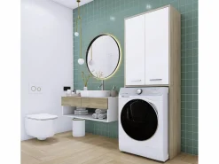 Mueble para lavadora, mate, roble Sonoma, 31 x 64 x 180 cm