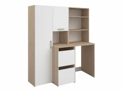 Discount Vente-unique Mueble para lavadora con almacenamiento - Natural claro y blanco - L156 x Alt. 184 cm - ERKANO Color natural claro / Blanco