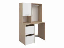 Vente-unique Mueble para lavadora, perchero y estante, natural claro & blanco, L111 x Alt. 184 cm, ERKANO