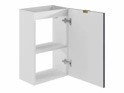 Best Vente-unique Mueble para lavamanos rayado - Blanco y puerta reversible azul - H60 x L40 x P22 - VAHIRA Azul / Blanco