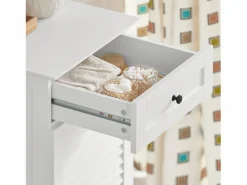 Sobuy Mueble para Ropa Sucia Armario Multifuncional para Baño con 1 Cesto y 1 Cajón 40 x 38 x 90 BZR73-W ES