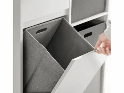 Online Sobuy Mueble para Ropa Sucia Armario Multifuncional para Baño con 1 Cesto y 1 Cajón 3 Cestos Separados 80 x 38 x 91cm BZR77-W ES Blanco
