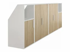 Online Vente-unique Mueble para techo abuhardillado 6 puertas y 2 estantes color blanco y natural - ADEZIO Color natural claro / Blanco