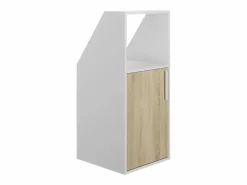Discount Mueble para techo abuhardillado con 1 puerta y 1 estante blanco y natural - ADEZIO Armario Para Buhardilla|Mueble De Almacenaje