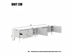 Merax Mueble para TV con 2 puertas, 2 cajones y 2 nichos - MDF - patas de metal -