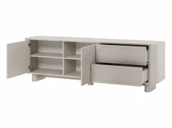 Hot Vente-unique Mueble para TV con 2 puertas y 2 cajones - - DIGARA Beige