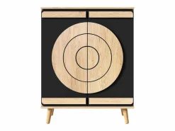 Sale ModernLuxe Mueble para zapatos moderno 76x37x98,5 cm - con 2 puertas - Almacenamiento multinivel - Patas de madera - Negro y natural Negro / Color natural claro