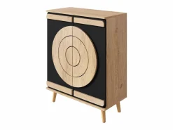 Sale ModernLuxe Mueble para zapatos moderno 76x37x98,5 cm - con 2 puertas - Almacenamiento multinivel - Patas de madera - Negro y natural Negro / Color natural claro