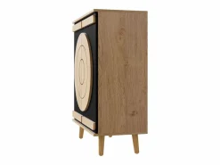 Sale ModernLuxe Mueble para zapatos moderno 76x37x98,5 cm - con 2 puertas - Almacenamiento multinivel - Patas de madera - Negro y natural Negro / Color natural claro