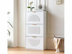ModernLuxe Mueble para zapatos moderno 60x24x114 cm - con 3 puertas abatibles -
