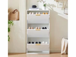 ModernLuxe Mueble para zapatos moderno 60x24x114 cm - con 3 puertas abatibles -