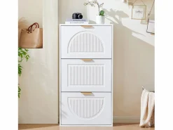 ModernLuxe Mueble para zapatos moderno 60x24x114 cm - con 3 puertas abatibles -