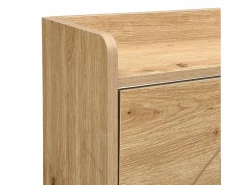New Mueble para zapatos moderno 110×24×137,5 cm - con 3 puertas abatibles - con espejo - Patas de madera maciza - Natural Zapatero|Mueble De Almacenaje
