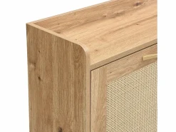 ModernLuxe Mueble para zapatos moderno - con puertas de ratán - 4 puertas - estructura metálica - color natural