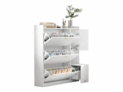 Best Mueble para zapatos multifuncional 119x24x122 cm - con 3 cajones plegables - con banco plegable - con una puerta - Zapatero|Mueble De Almacenaje
