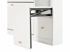Best Mueble para zapatos multifuncional 119x24x122 cm - con 3 cajones plegables - con banco plegable - con una puerta - Zapatero|Mueble De Almacenaje