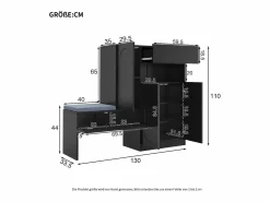 ModernLuxe Mueble para zapatos multifuncional - con asiento acolchado - con 4 puertas y 1 cajón -