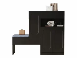 ModernLuxe Mueble para zapatos multifuncional - con asiento acolchado - con 4 puertas y 1 cajón -