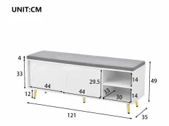 Hot ModernLuxe Mueble para zapatos 121x35x49cm - con cojín - puertas correderas y estantes abiertos - Blanco