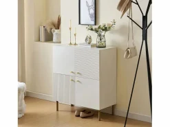 ModernLuxe Mueble para zapatos 80x36x90cm - 4 puertas - Patas de metal - MDF -