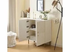 ModernLuxe Mueble para zapatos 80x36x90cm - 4 puertas - Patas de metal - MDF -