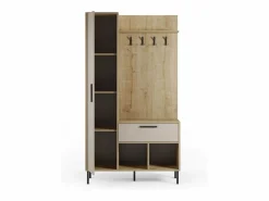 Outlet duehome Mueble recibidor con perchero Vesta Roble Beige Gris