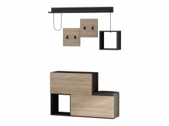 Concept-Usine Mueble recibidor de diseño madera y gris INGA