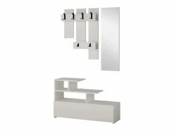 Clearance Mueble recibidor efecto madera con perchero, almacenaje y espejo MESTY Armario De Entrada