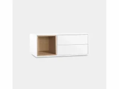 Mueble recibidor flotante de Lacado Natural-Blanco 35 x 90- Hazan Consola