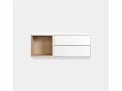 Mueble recibidor flotante de Lacado Natural-Blanco 35 x 90- Hazan Consola