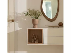 Mueble recibidor flotante de Lacado Natural-Blanco 35 x 90- Hazan Consola