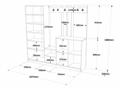 New Concept-Usine Mueble recibidor madera y blanco con espejo ANKA Marru00f3n