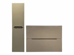 Hot Mueble simple lavabo suspendido gris arenoso con columna, 80 cm, STEFANIE Conjunto De Baño