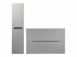Online Vente-unique Mueble simple lavabo suspendido con columna, 80 cm, STEFANIE Gris