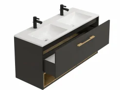 Discount Vente-unique Mueble suspendido antracita con lavabo encastrable para el cuarto de baño, 120 cm, YANGRA Gris antracita