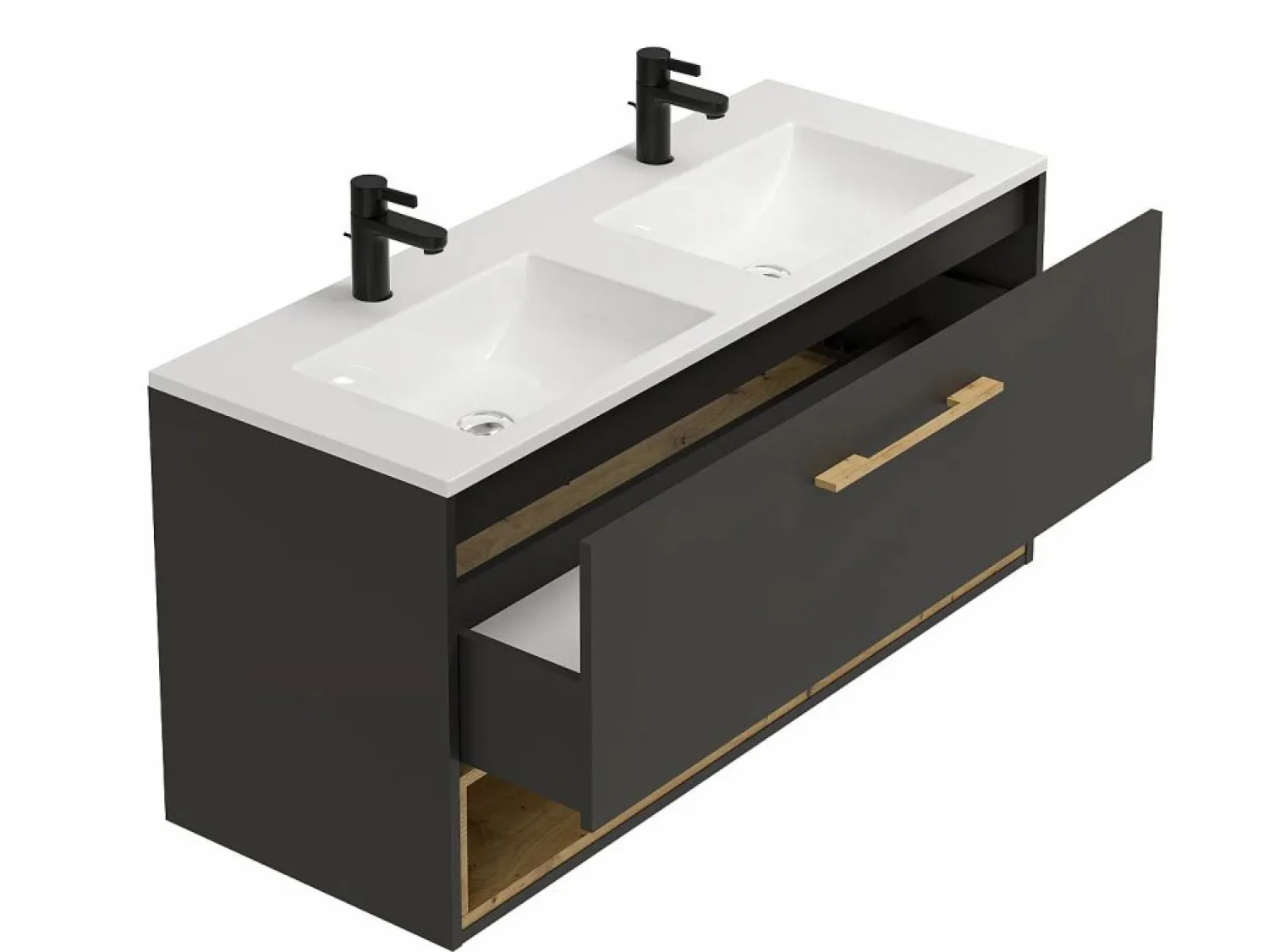 Discount Vente-unique Mueble suspendido antracita con lavabo encastrable para el cuarto de baño, 120 cm, YANGRA Gris antracita