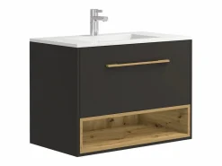 Vente-unique Mueble suspendido antracita con lavabo encastrable para el cuarto de baño, 80 cm, YANGRA