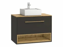 Vente-unique Mueble suspendido antracita con lavabo a instalar para el cuarto de baño - 80 cm - YANGRA