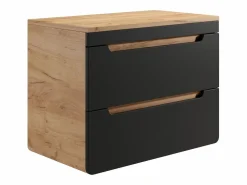 Vente-unique Mueble suspendido con tablero para lavabo, 80 cm, natural claro y antracita, ARUBA