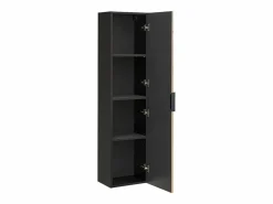 Vente-unique Mueble suspendido estriado con lavabo y columna, natural claro y negro, 120 cm, MADELA