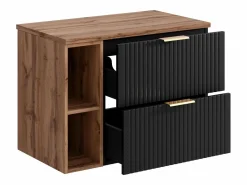 Hot Mueble suspendido estriado para lavabo con estantes - - An80 cm - ZEVARA Mueble De Lavabo