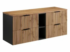 Vente-unique Mueble suspendido para lavabo y estantes - Natural claro - An140 cm - MADELA