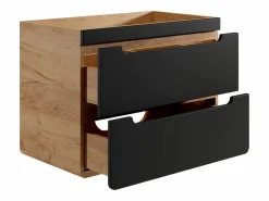 Vente-unique Mueble suspendido para lavabo, colores natural y antracita, 80 cm, ARUBA