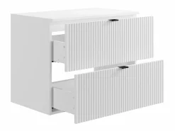 Discount Vente-unique Mueble suspendido para lavabo estriado y encimera, color , An80 cm, ZEVINI Blanco