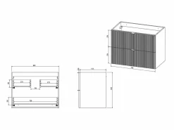 Discount Vente-unique Mueble suspendido para lavabo estriado y encimera, color , An80 cm, ZEVINI Blanco