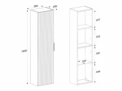 Vente-unique Mueble suspendido y lavabo + columna natural claro y negro, 60 cm, MADELA