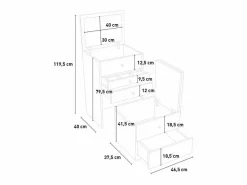 Hot LLB Mueble tocador maquillaje espejo mesilla ahorra espacio Deva Blanco