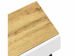 ModernLuxe Mueble TV 220×30×63,4 cm - diseño en dos módulos - aspecto madera - blanco + natural
